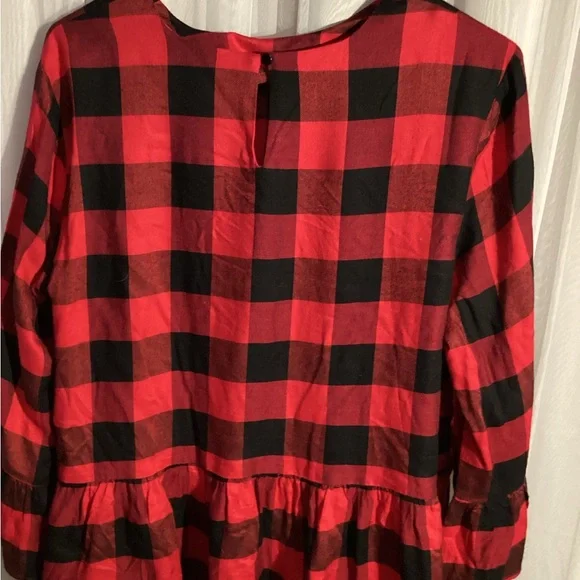 🎄FINAL OFFER🎄Mud Pie Buffalo Plaid Peplum Shirt Sz.M - Picture 2 of 4